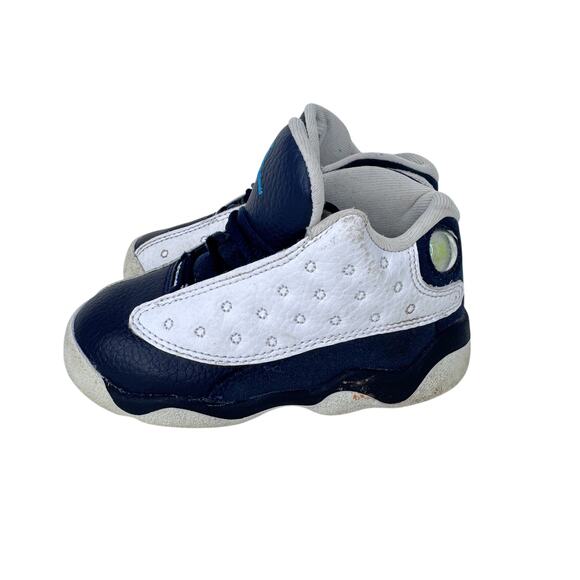 Air Jordan 13 Retro 'Obsidian' Kids Size 8C White Leather Lace Up DJ3004-144 - Picture 2 of 8